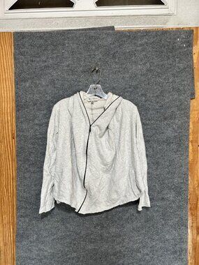 CAbi Sweater Womens XS Gray Hooded Wrap Open Front Terry Knit Long Sleeve